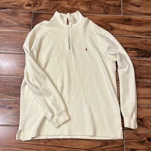 Mens Polo Ralph Lauren Quarter zip Sweatshirt in color cream white, Size XL